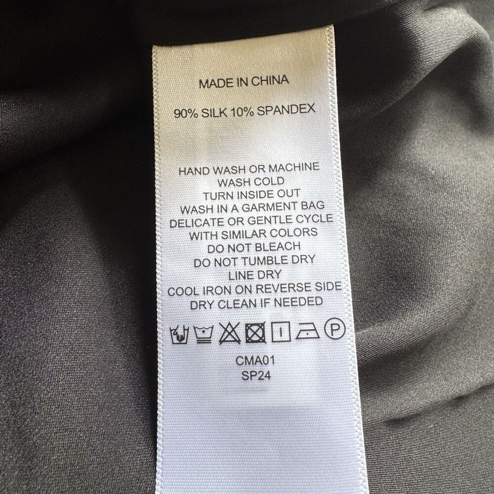NWT Quince Silk Washable Stretch Tee Black Sz S Minimalist Quiet Luxury Preppy - Picture 10 of 16